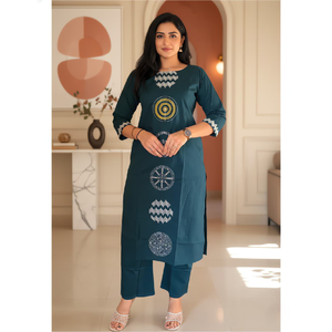 Ensemble de 2 pièces en coton Dhabu de qualité export, tenue traditionnelle indienne pour femmes, tenue de fête - Product Image 2