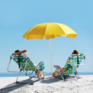 Sedia da Spiaggia 63*65*82cm in Tessuto Oxford Giallo Limone con Tubo in Alluminio Bianco Argento, Capacità 100kg - Product Image 5