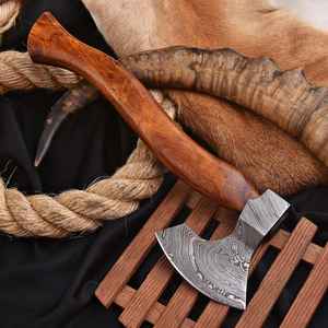 Hache de chasse artisanale en acier Damas, style Viking, qualité industrielle, pour camping et collection, vente en gros - Product Image 5