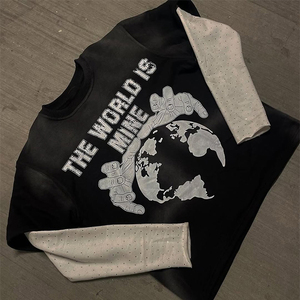 เสื้อยืดผู้ชายผ้าฝ้าย100% สกรีนลายตาข่ายโอเวอร์ไซส์ผ้าเช็ดทำความสะอาดแบบไม่เป็นกรดสำหรับผู้ชาย - Product Image 6