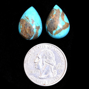 Turquoise AAA+ 13x19mm, cabochon lisse en forme de poire, turquoise naturelle d'Arizona, pierre semi-précieuse, cabochon à dos plat pour bijoux - Product Image 3