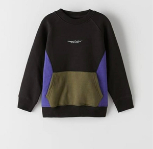 เสื้อสเวตเชิ้ตผู้ชายแบบคัลเลอร์บล็อก คอกลม แขนยาว ผ้าฟลีซ สไตล์สตรีทแวร์ลำลอง มีกระเป๋าทรงโอเวอร์ไซส์ แบบมีฮู้ด - Product Image 1