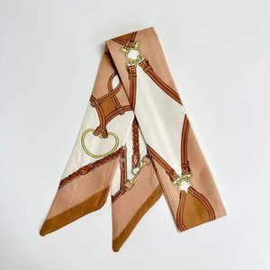 90 * 5 cm Cinta de seda retro con cadena y diseño de sarga para mujer, decorativa, para envolver bolsos, pañuelo pequeño de seda - Product Image 6