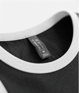Débardeur Sport Décontracté Femme Noir Tricoté Col Rond Sans Manches Motif Côtelé Logo Avant Séchage Rapide Respirant - Product Image 4