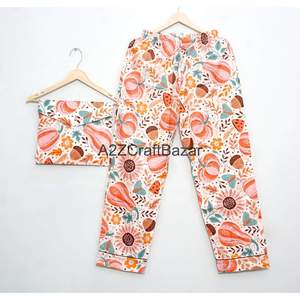 Women's Elegant Luxury Smooth 100% Cotton Loungewear <b>Pyjama</b> Set Elastic Waist Printed Long Sleeves Plus Size <b>Summer</b> Winter Wear - Product Image 5