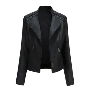 Veste en cuir véritable pour femme, imperméable, réversible, à fermeture éclair, douce, à manches longues, pour l'automne/hiver - Product Image 6