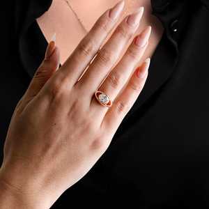 Anillo Solitario de Diamante Ovalado de 1.00CT, Cultivado en Laboratorio, Oro Sólido de 14K, Joyería de Moda para Novia, Regalo para Fiesta de Bodas - Product Image 3