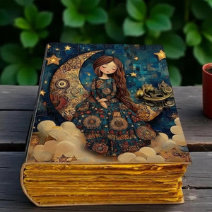 Carnet en cuir Celestial Moon, carnet de notes fantaisie, journal spirituel, carnet de croquis bohème, cadeau d'écriture, 400 pages à bords festonnés - Product Image 4