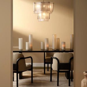 Modern Fabric Dining Chair <b>Armchair</b> <b>Beige</b> Upholstered Side Chair Black teak wood Frame for Dining Room Cafe Restaurant - Product Image 2