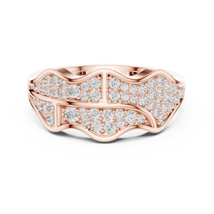 Bague de luxe pour homme en or rose 18 carats avec motif ondulé et diamants cultivés en laboratoire, moins de 1 carat, S VIRVADIYA - Product Image 1