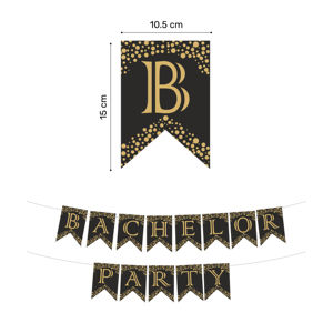 ชุดตกแต่งพรีเมียมสำหรับเจ้าบ่าว |   ลูกโป่งคอนเฟตติสีเหลืองสีดำสีขาว 58 ชิ้นพร้อมจุดกาวและแบนเนอร์ปาร์ตี้ - Product Image 4