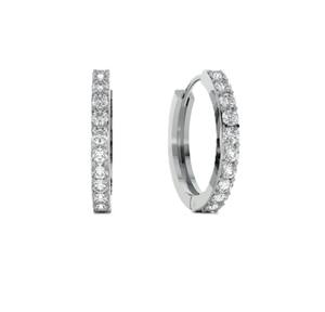 Lab Diamond Hoop <b>Earrings</b> 925 Sterling <b>Silver</b> 18K <b>Solid</b> Gold Elegant Fine Hoop <b>Earring</b> Jewelry Minimalist Diamond Hoop <b>Earrings</b> - Product Image 1