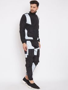 Survêtement en nylon personnalisé pour homme, ensemble de sport léger 2 pièces avec sweat à capuche et pantalon de jogging, coupe-vent, color block, personnalisable - Product Image 3
