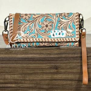 Cartera Larga de Cuero con Diseño Floral de Lujo para Mujer, de Cuero Vacuno Genuino, con Bloqueo RFID, para Efectivo, Tarjetas y Monedas, Bolso de Mano para Viaje - Product Image 1