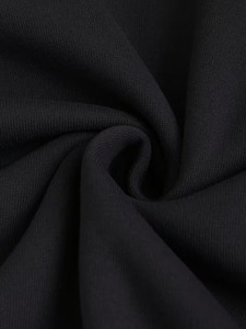 Sweat-shirt à capuche court noir pour femme, couleur unie, décontracté, manches longues, tricoté, 100% coton, pour l'automne - Product Image 4