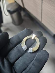 18K <b>Solid</b> Yellow <b>Gold</b> 5 Grams Geometric Modern Circle <b>Pendant</b> Brilliant Cut Zircon Accents Contemporary Unisex Certified - Product Image 3