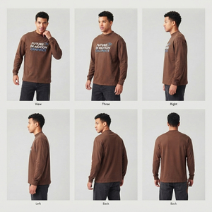 T-shirts surdimensionnés imprimés personnalisés pour hommes, col haut, manches longues, style streetwear, tee-shirt 100% coton 220GSM, vêtements décontractés pour hommes - Product Image 5