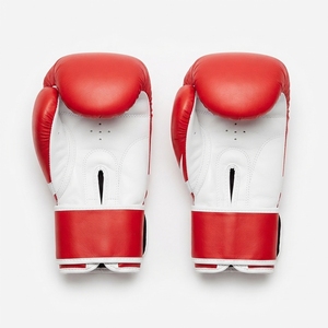 Gants d'entraînement de boxe en cuir rouge avec fermeture Velcro respirants pour adultes - Product Image 3