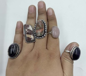 NAtural assorted Gemstone <b>Rings</b> Wholesale Bulk <b>Rings</b> For <b>Men</b> Women Lot Mixed 925 Sterling <b>Silver</b> <b>Rings</b> - Product Image 2
