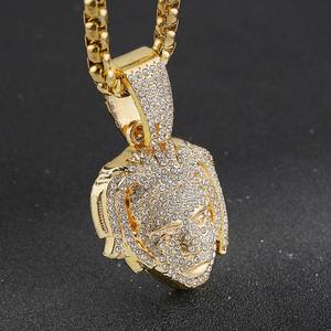 Collier Hip Hop plaqué or 18 carats pour homme et femme, pendentif en forme de rappeur serti de diamants, bijoux fins - Product Image 2