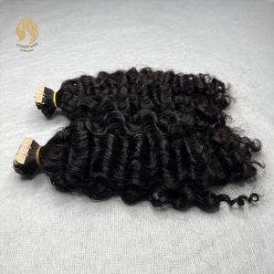 Extensions à bandes adhésives bouclées birmanes CDYHAIRVN en gros, cheveux humains bruts vietnamiens, double épaisseur, cuticules alignées, 100g - Product Image 2