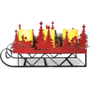 Lumières LED scintillantes de Noël, silhouette de traîneau, chandelier pour décorations de table à manger, centre de table de Noël sans flamme - Product Image 1