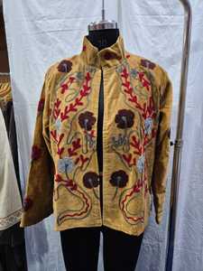 Mustard <b>Velvet</b> Embroidered Suzani <b>Jacket</b> for <b>Women</b> Handmade Boho Ethnic Winter Coat Vintage Style Wholesale Ladies Outerwear - Product Image 5