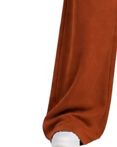 Pantalon de survêtement large pour femme, taille haute, coupe décontractée, style streetwear, en molleton, avec cordon de serrage et poches, couleur orange rouille - Product Image 3