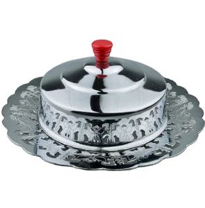 Plat de service au fromage et au beurre rond élégant en acier inoxydable Design élégant Argenterie tendance pour les repas - Product Image 1