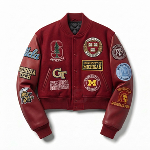 Vintage Style womens crop Varsity <b>Jackets</b> Hot Selling Custom Style Wool Body & Leather Sleeves Oversized Clothes Varsity <b>Jacket</b> - Product Image 1