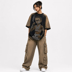 <b>Y2k</b> Custom 160 Gsm Unisex T-<b>shirt</b> Mens Rhinestone Tee <b>Shirt</b> Men Drop Shoulder T-<b>shirts</b> Heavyweight Blank Oversized T <b>Shirt</b> - Product Image 5