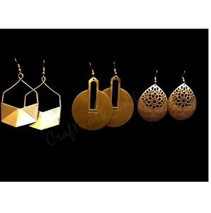 Pendientes colgantes de diseño geométrico chapados en oro de excelente calidad, joyería moderna para mujer, para fiestas, a precio de mayoreo. - Product Image 3