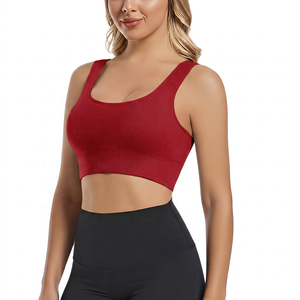 Light Blue Ribbed Sports Bra High <b>Support</b> Yoga Fitness <b>Top</b> for Women - Product Image 5