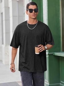 Camiseta Moderna para Hombre, Talla Grande, Corte Holgado, Hombros Caídos, Manga Corta, Estilo Casual Urbano, Transpirable, de Secado Rápido, Algodón Ecológico - Product Image 5