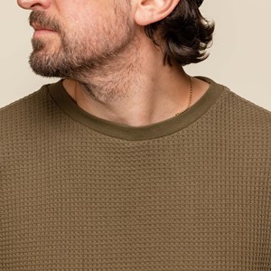 T-shirt en coton gaufré 100% coton pour homme, t-shirt en coton biologique à texture gaufrée, vente en gros de t-shirts - Product Image 3