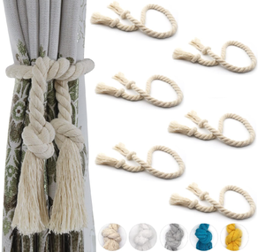 Rope Curtain Ticback Wood Tip Design With Magnetics <b>Tieback</b> Crafts Top Quality Handicrafts Rope Ticback - Product Image 3