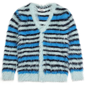 Custom LOGO Fuzzy Mohair Striped Sweater <b>Men</b> Fashion Long Sleeve Knitwear Winter Knitted Coat Furry <b>Men</b> Cardigan Mohair Sweater - Product Image 6