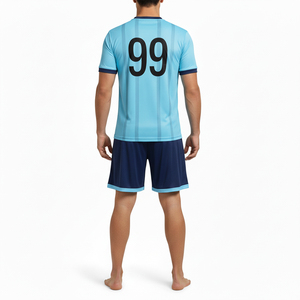 Uniforme de Fútbol Personalizado de Verano, 100% Poliéster, Camiseta y Pantalones Cortos Transpirables de Secado Rápido con Número y Nombre Impresos, Cintura Elástica - Product Image 3