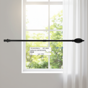 Asta per Tende in Metallo Mnj 1.6M-3.1M Regolabile Finitura Nera - Product Image 3