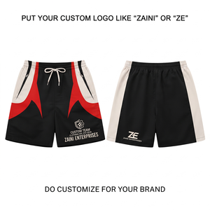 Shorts coupe-vent en polyester premium 120 GSM, couleur unie noir, rouge, blanc, séchage rapide, vêtements de sport - Product Image 1