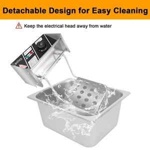 EH81 2500W MAX 110V Electric Deep Fryer 6.3QT/6L Single Cylinder Stainless Steel US Plug - Product Image 5