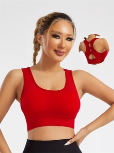Scoop Neck <b>Compression</b> Fitness Bralette | Seamless Knit Activewear Crop <b>Top</b> | Ladies Padded Running Yoga Sportswear Tank - Product Image 3
