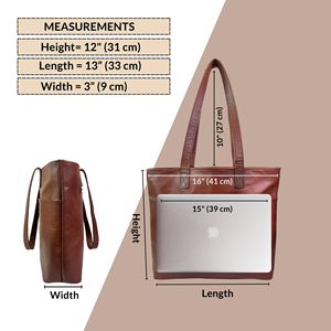Sac fourre-tout en cuir véritable marron pour femmes, sac à bandoulière pour ordinateur portable de 15 pouces, grand sac à main avec plusieurs poches - Product Image 5