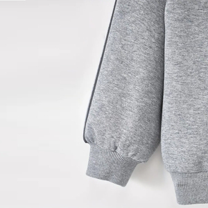 Ensemble de survêtement gris pour enfants, survêtement à manches longues, survêtement à fermeture éclair, col montant, survêtement décontracté, joggers, couleur unie, respirant, 100% coton - Product Image 3