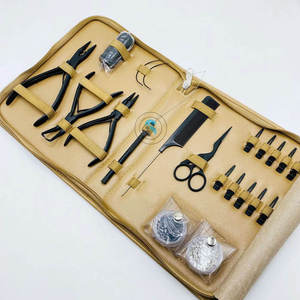 Kit d'installation d'extensions capillaires : Outils métalliques pour crochet de tirage, enfileur de boucles, pince à sertir pour bandes adhésives, ciseaux et peigne - Product Image 2