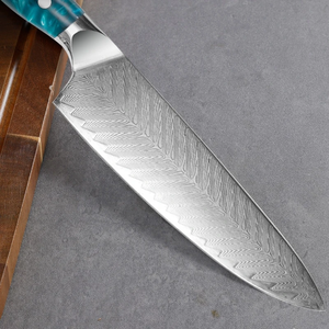 Couteau de chef en acier Damas 8-9,9 pouces, forgé à la main, finition satinée, manche en résine, style japonais, ambidextre, couteau de cuisine OEM ODM - Product Image 5