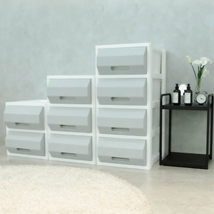Meuble de rangement empilable à 2 niveaux blanc en plastique avec tiroirs pour chambre d'enfant, organisateur de jouets et vêtements, tour de rangement pour la maison - Product Image 6