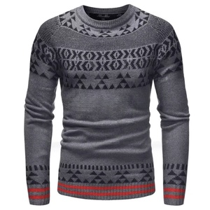 Men's <b>Plus</b> <b>Size</b> O-Neck Long Sleeve Jacquard <b>Sweater</b> Cotton Knitwear Pullover Manufacturer Customized Knit wear - Product Image 1