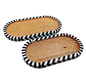 Premium Quality Wooden Serving <b>Tray</b> Platter With Resin Stripes Design Personalized For Restaurants <b>Breakfast</b> Dry fruits <b>tray</b> - Product Image 1