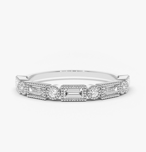 Anillo de Diamante Cultivado en Laboratorio con Engaste Catedral en Oro de 14K - Product Image 3